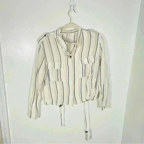 NEW Rails Rowen Linen Jacket Coco Stripe - Picture 2 of 10